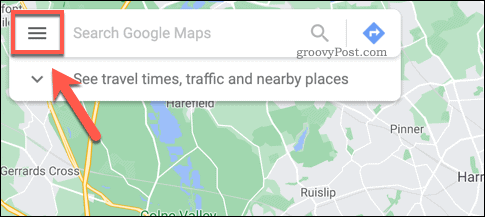 Εικονίδιο μενού χάμπουργκερ Χαρτών Google