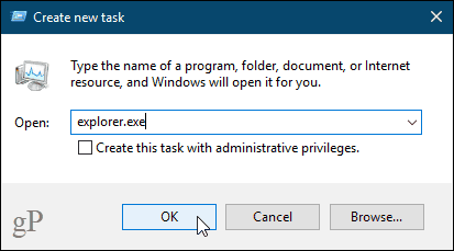 Δημιουργήστε νέο παράθυρο διαλόγου εργασιών στο Windows 10 Task Manager