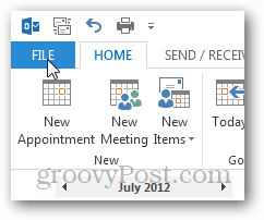 Outlook 2013 - Απενεργοποίηση του καιρού στο ημερολόγιο - Κάντε κλικ στο αρχείο