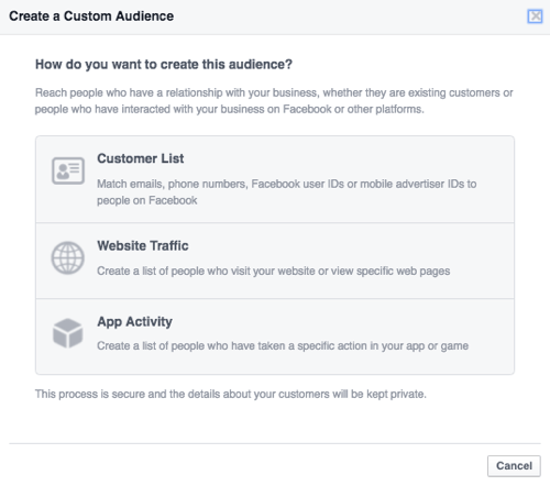 φόρτωση βάσης δεδομένων πελατών στο facebook