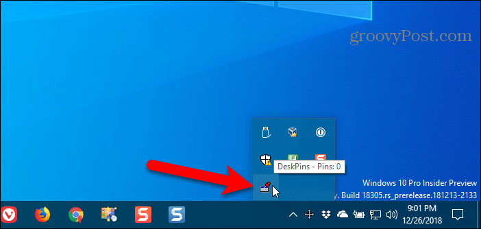 Κάντε κλικ στο εικονίδιο DeskPins στο δίσκο συστήματος των Windows για να πάρετε μια καρφίτσα