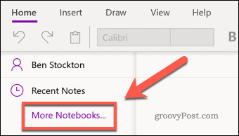 Εικονίδιο μενού OneNote More Notebooks