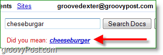 Ποτέ μην παραλείψετε πάλι cheeseburger! Το google docs έχει προτάσεις ορθογραφίας 