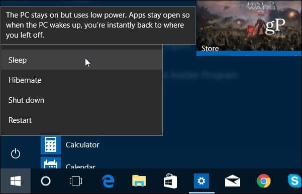 Windows 10 Shutdown, επανεκκίνηση, αδρανοποίηση και αναστολή λειτουργίας ύπνου