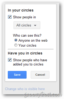 google + εμφάνιση του κύκλου προφίλ του