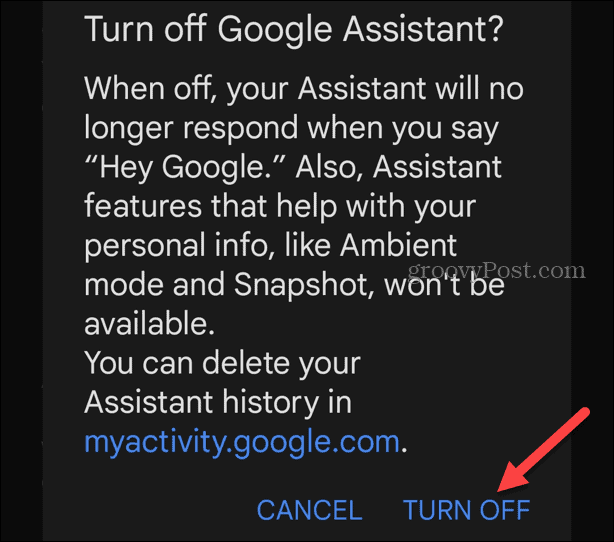 Απενεργοποιήστε το Google Assistant