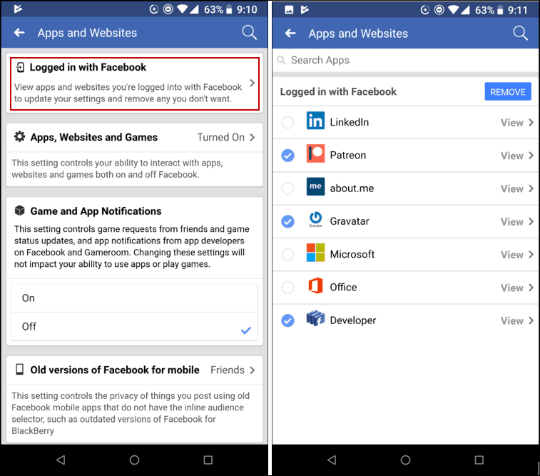 Κατάργηση εφαρμογών Facebook Mobile