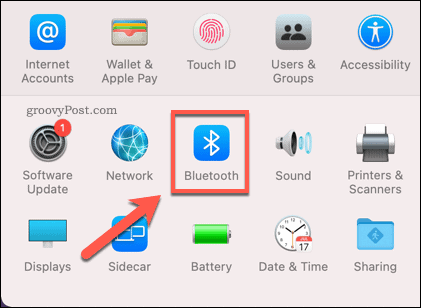 Άνοιγμα του μενού ρυθμίσεων Bluetooth σε Mac