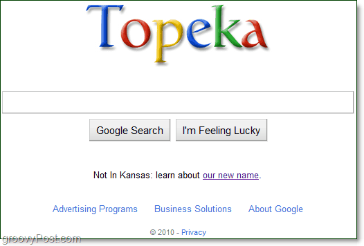 google με το νέο λογότυπο topeka στην αρχική τους σελίδα