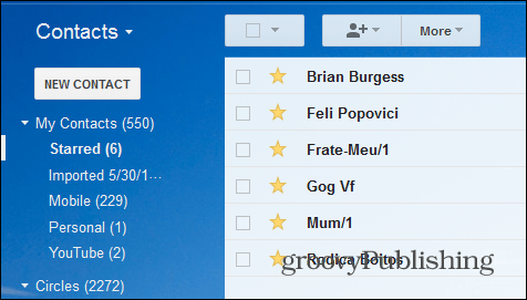 Οι επαφές αστέρων του Gmail με αστέρι