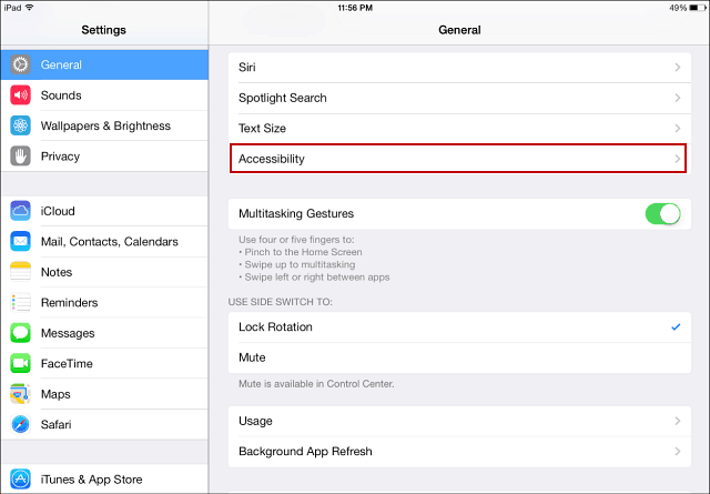iOS 7 Προσβασιμότητα