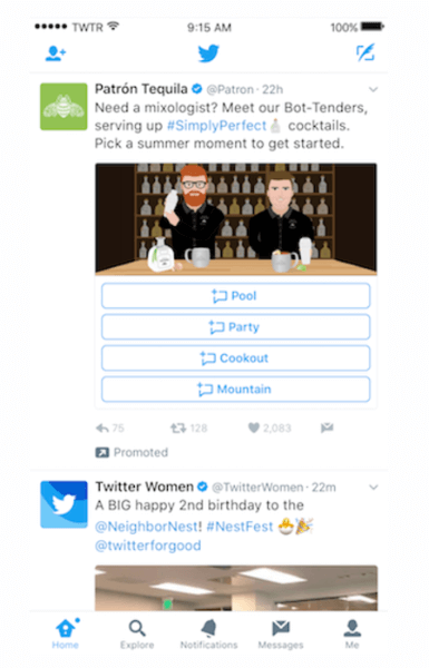 Το Twitter παρουσίασε νέες, προσαρμόσιμες κάρτες άμεσων μηνυμάτων.