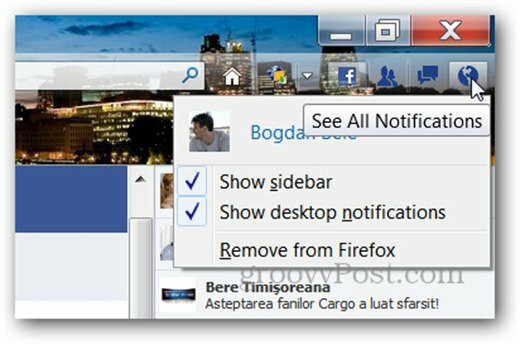 facebook messenger για τη γραμμή ειδοποιήσεων του Firefox