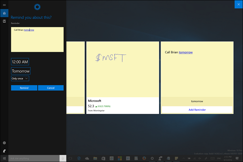 Windows 10 Επέτειος Ενημέρωση Συμβουλή: Χρησιμοποιήστε μελάνι με Sticky Notes και Cortana