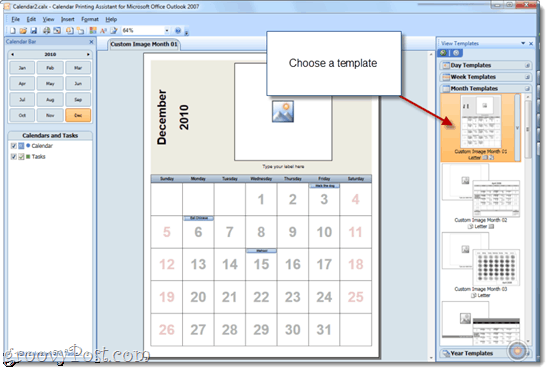 Εκτυπώστε τα ημερολόγια Overlain με το Office 2010