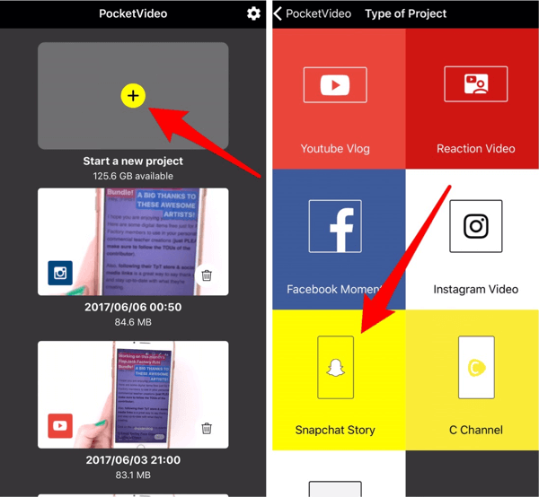 Πατήστε Snapchat Story για να δημιουργήσετε περιεχόμενο για την ιστορία σας στο Instagram.