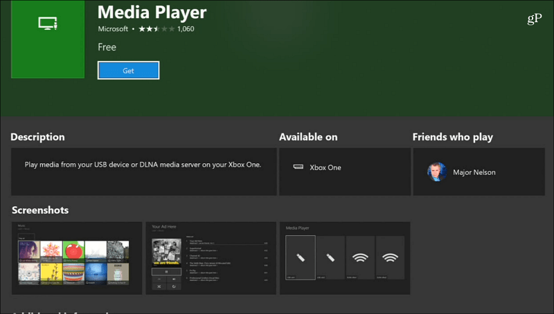 Εφαρμογή Media Player Xbox One
