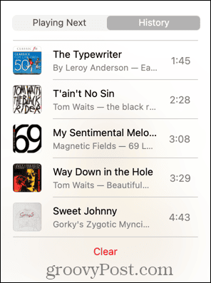 apple λίστα ιστορίας μουσικής mac