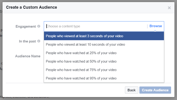 Δημιουργήστε ένα προσαρμοσμένο κοινό ατόμων που έχουν παρακολουθήσει τουλάχιστον τρία δευτερόλεπτα ενός προηγούμενου βίντεο.