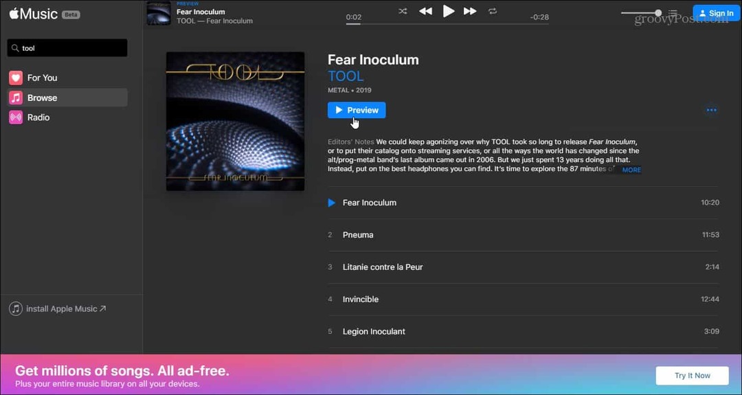 Η Apple εγκαινιάζει την έκδοση Web για την υπηρεσία Apple Music