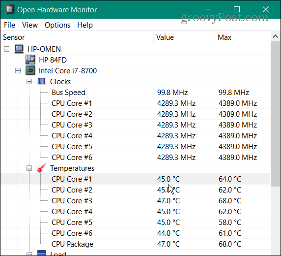 Ελέγξτε τη θερμοκρασία CPU στα Windows 11