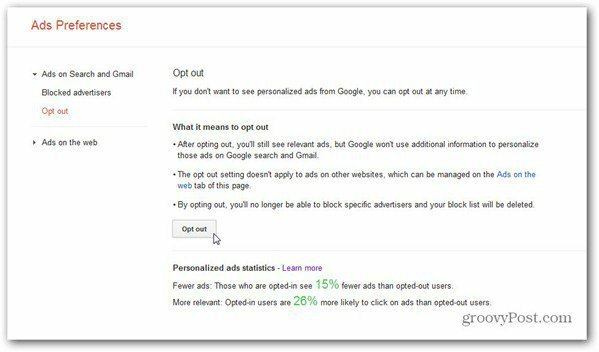 διαχειριστής προτιμήσεων διαφημίσεων Google αποκλείστε το gmail αναζήτησης