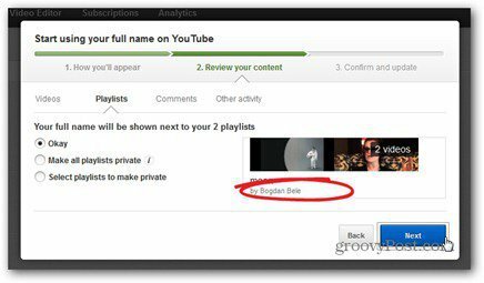 youtube πραγματικό όνομα σχόλιο αναθεώρηση περιεχομένου κάνουν τα playlists ιδιωτικά