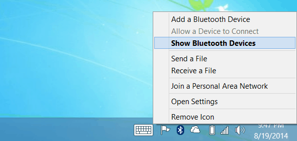 Εμφάνιση συσκευών Bluetooth