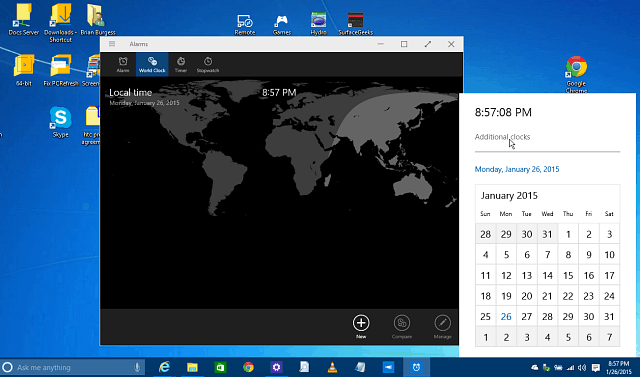 Ενεργοποιήστε το Κρυφό Ημερολόγιο, το ρολόι και το Spartan στα Windows 10
