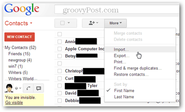 πώς να εισάγετε πολλαπλά αρχεία vcf στο gmail