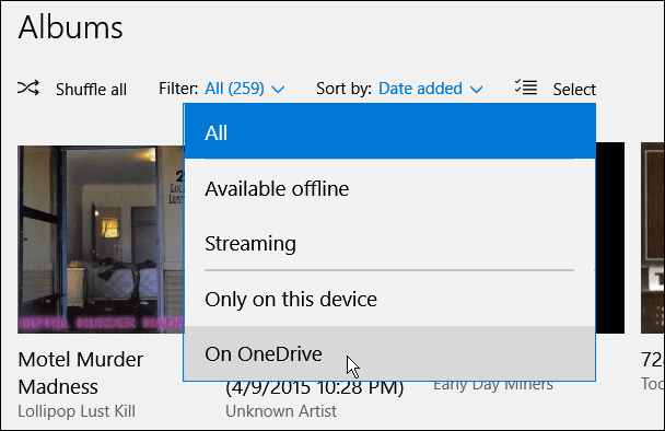 φιλτράρετε το OneDrive
