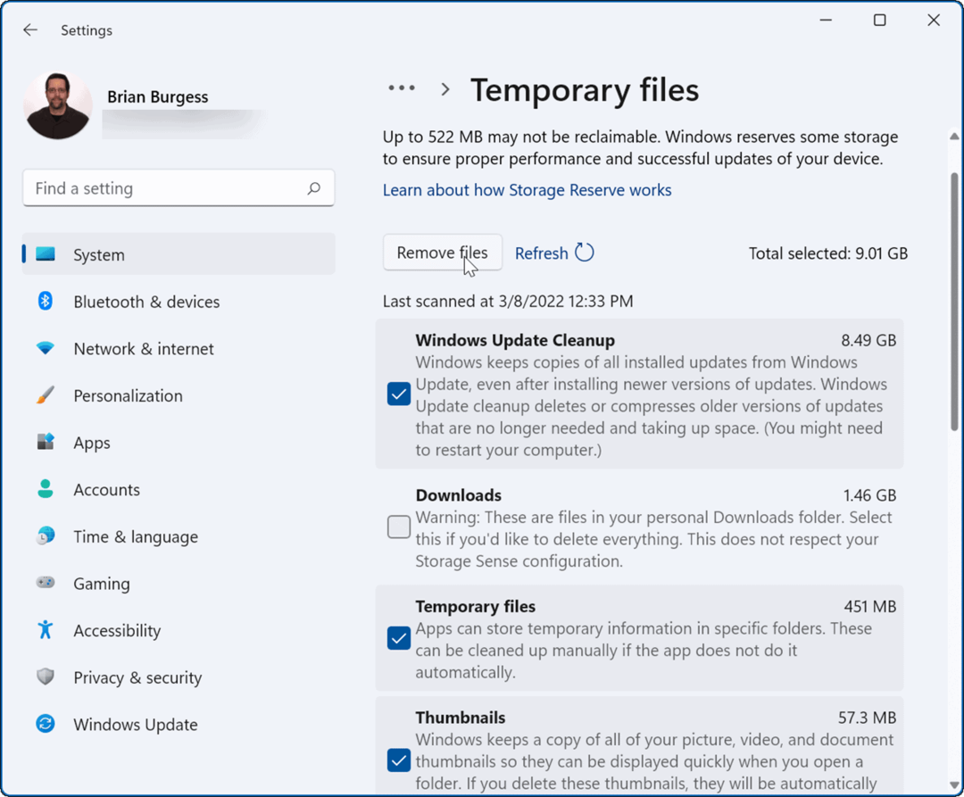 αφαιρέστε προσωρινά αρχεία Εκκαθάριση του Windows Update