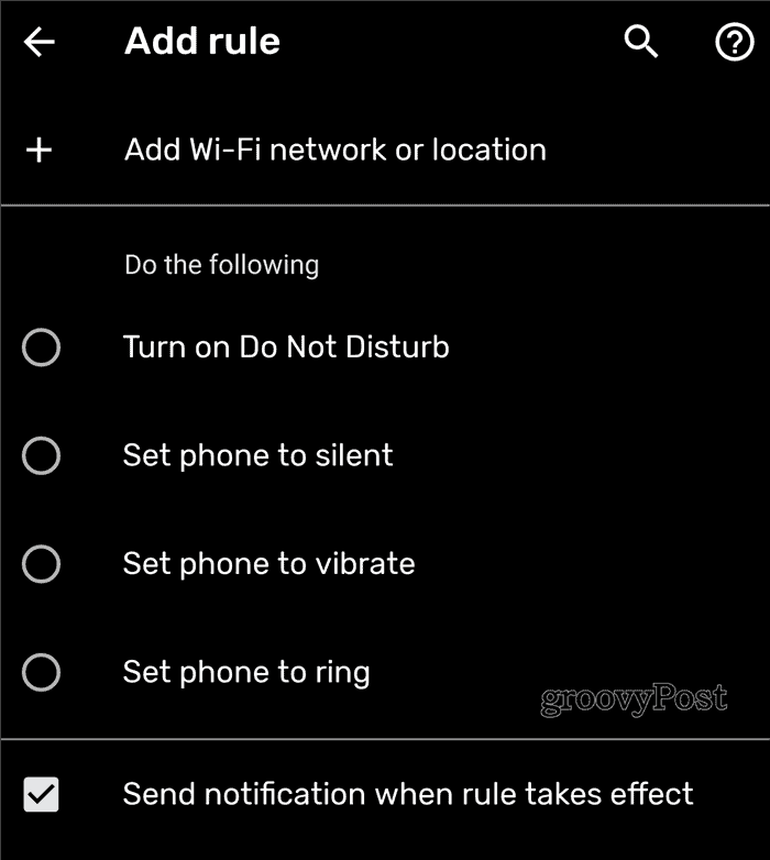 Κανόνες Android Προσθήκη κανόνα
