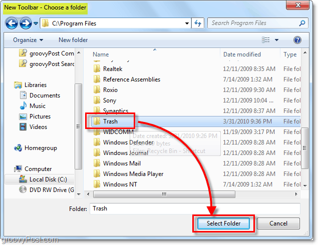 How-To Pin μια πλήρως λειτουργική κάδο ανακύκλωσης στη γραμμή εργασιών των Windows 7
