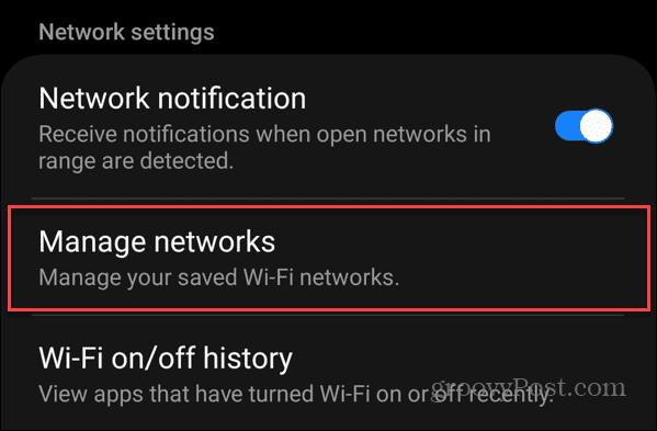 ξεχάστε μια σύνδεση Wi-Fi στο Android