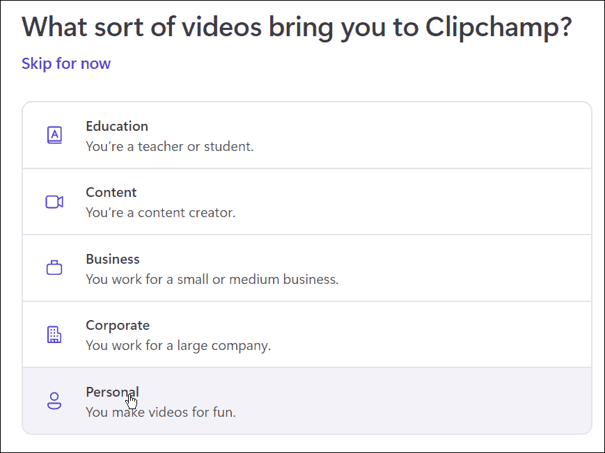 Προσωπική χρήση clipchamp πρόγραμμα επεξεργασίας βίντεο στα Windows