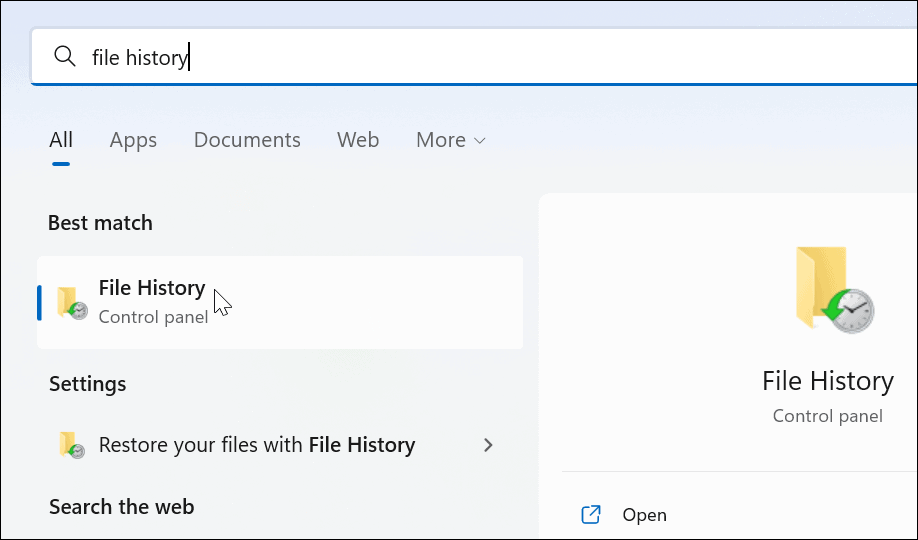 χρήση ιστορικού αρχείων στα Windows 11