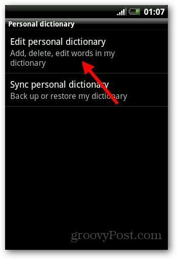 Προσθέστε λεξικό Android 5