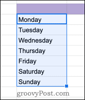 Ημέρες της εβδομάδας στα Υπολογιστικά φύλλα Google