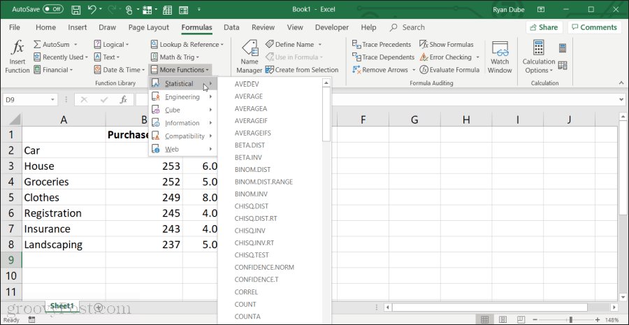 Επιλογή μέσου όρου στο Excel