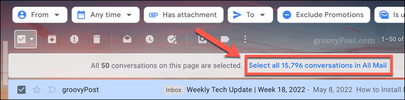 Επιλογή όλων των email σε έναν φάκελο στο Gmail