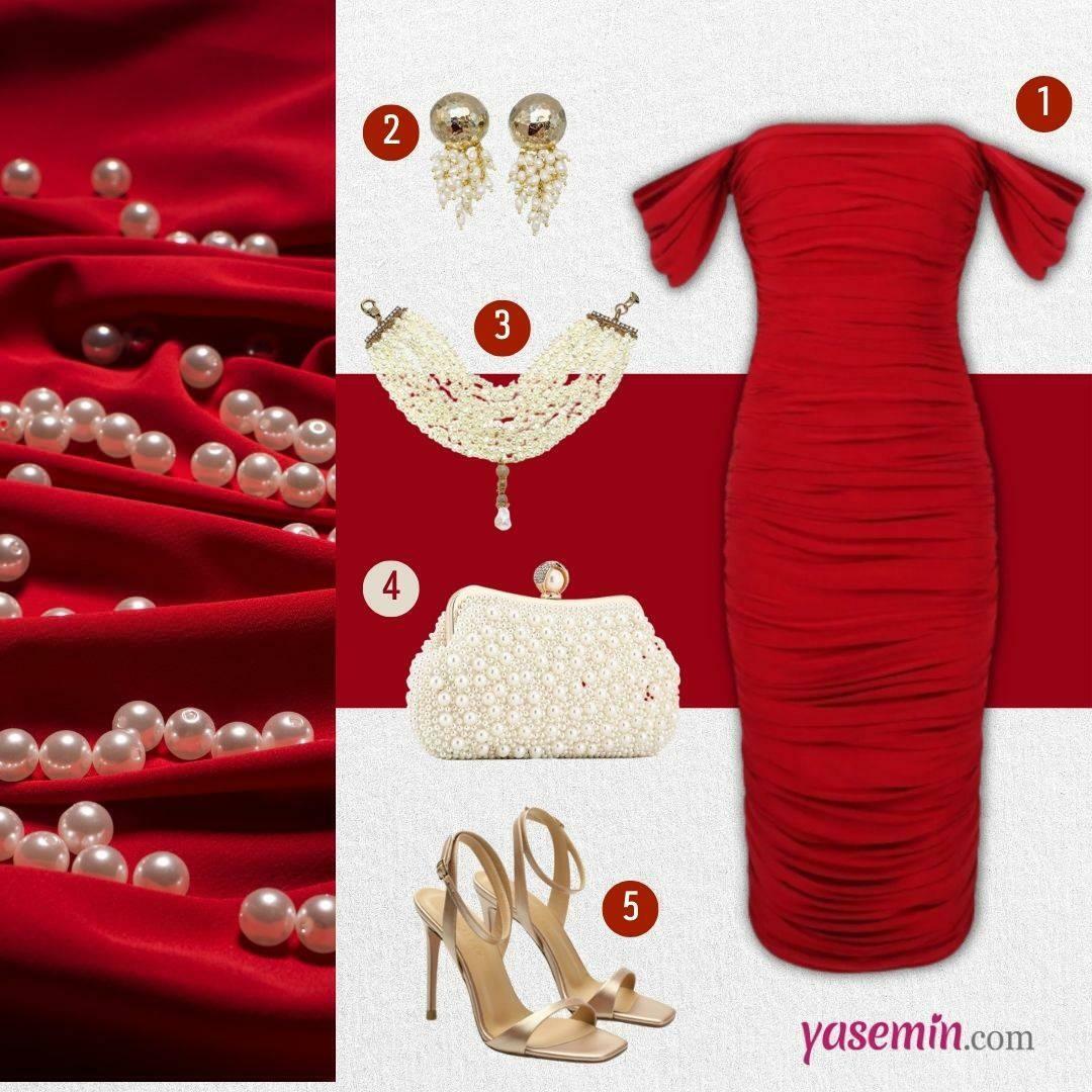 συνδυασμός κόκκινου φορέματος