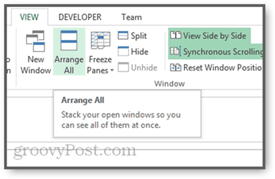 να οργανώσει παράθυρα πλακάκια κατακόρυφα καταρράκτη στο Excel 2013