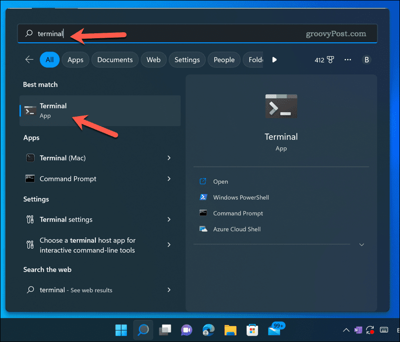 Ανοίξτε την εφαρμογή τερματικού των Windows 11