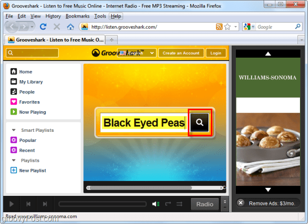 αναζήτηση Grooveshark για το Black Eyed Peas