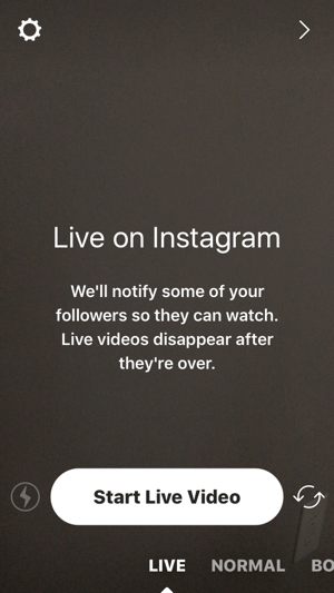 Αγγίξτε το εικονίδιο της κάμερας και μετά αγγίξτε «Έναρξη ζωντανού βίντεο» για να ξεκινήσετε τη ζωντανή ροή σας στο Instagram.