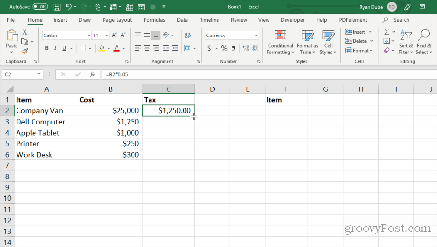 γεμίζοντας τα κελιά κάτω στο Excel