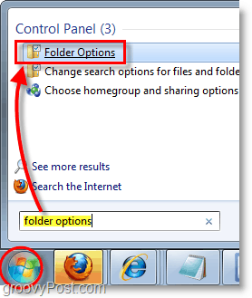 Windows 7 screenshot - Άνοιγμα επιλογών φακέλου