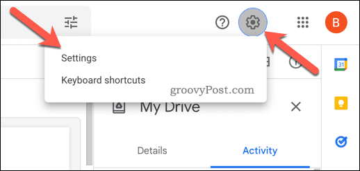Ανοίξτε τις ρυθμίσεις στο Google Drive
