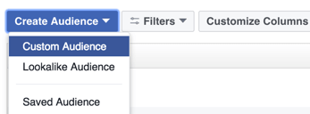 Κάντε κλικ στην επιλογή για να δημιουργήσετε ένα προσαρμοσμένο κοινό στο Facebook.